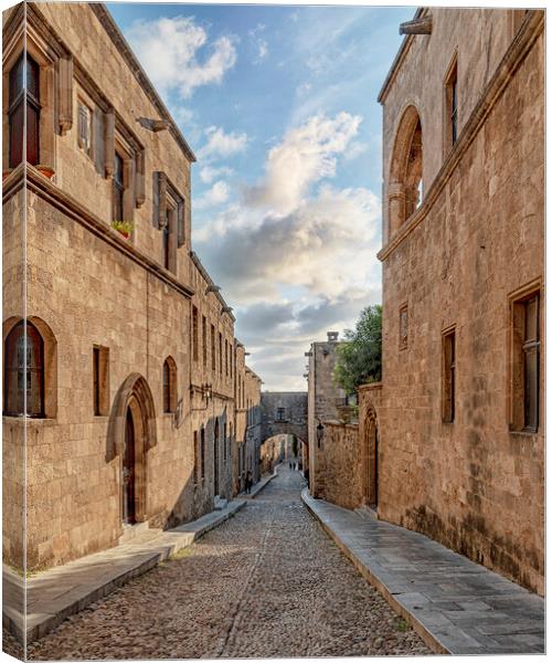 Rhodes Street of the Knights in the Old Town Canvas Print by Antony McAulay