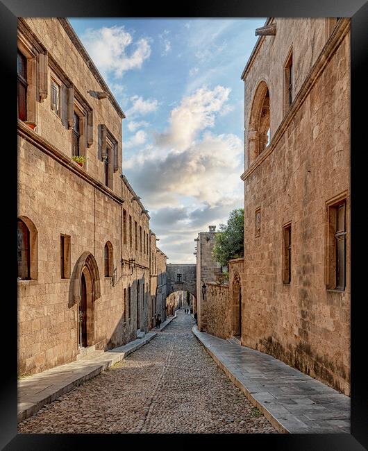 Rhodes Street of the Knights in the Old Town Framed Print by Antony McAulay