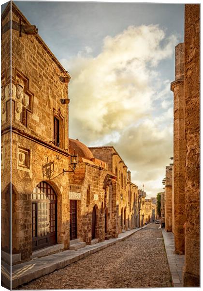 Rhodes Street of the Knights Looking Down Canvas Print by Antony McAulay