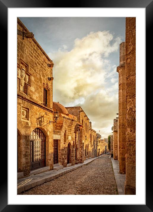 Rhodes Street of the Knights Looking Down Framed Mounted Print by Antony McAulay