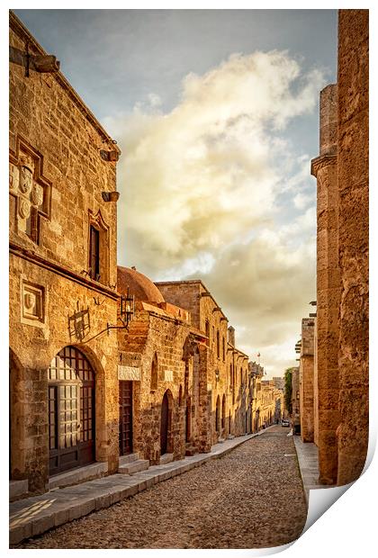 Rhodes Street of the Knights Looking Down Print by Antony McAulay