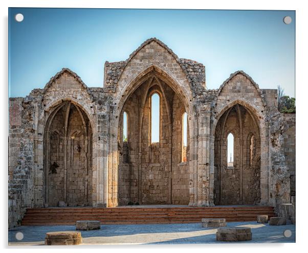 Rhodes Virgin of the Burgh Church Ruins Acrylic by Antony McAulay