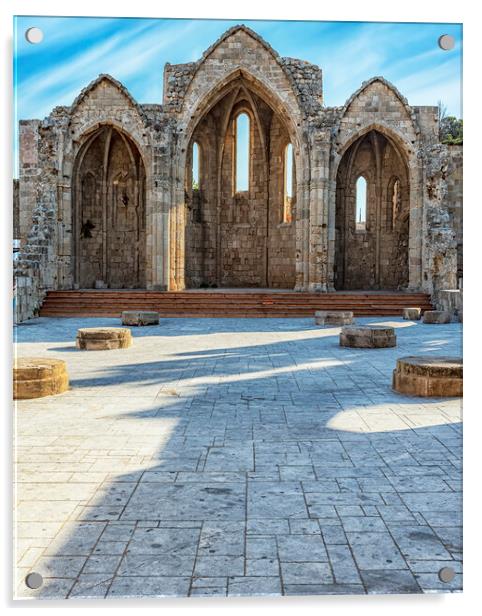 Rhodes Virgin of the Burgh Gothic Church Ruins Acrylic by Antony McAulay