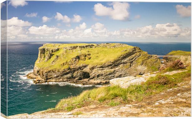 Tintagel Island on the North Coast of Cornwall Canvas Print by Michael Shannon