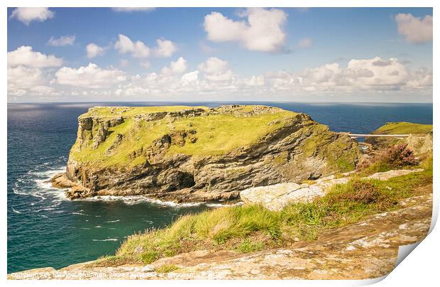 Tintagel Island on the North Coast of Cornwall Print by Michael Shannon