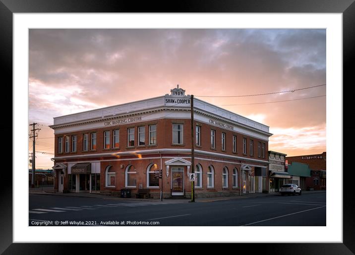 Historic buildings in Nanton Framed Mounted Print by Jeff Whyte