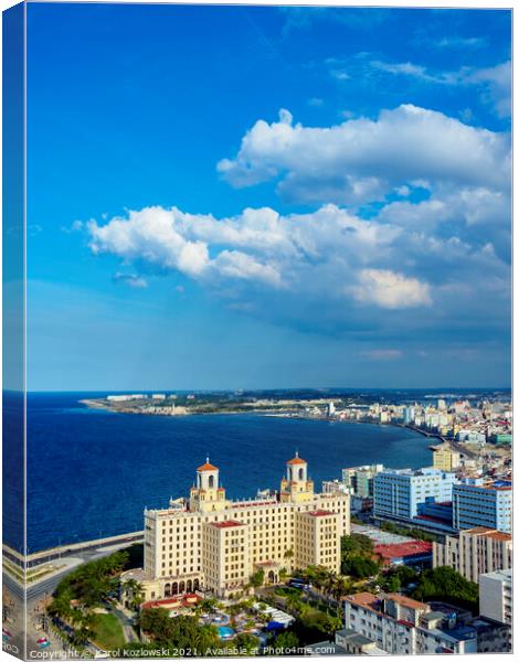 View over Vedado towards Hotel Nacional and El Malecon, Havana, Cuba Canvas Print by Karol Kozlowski