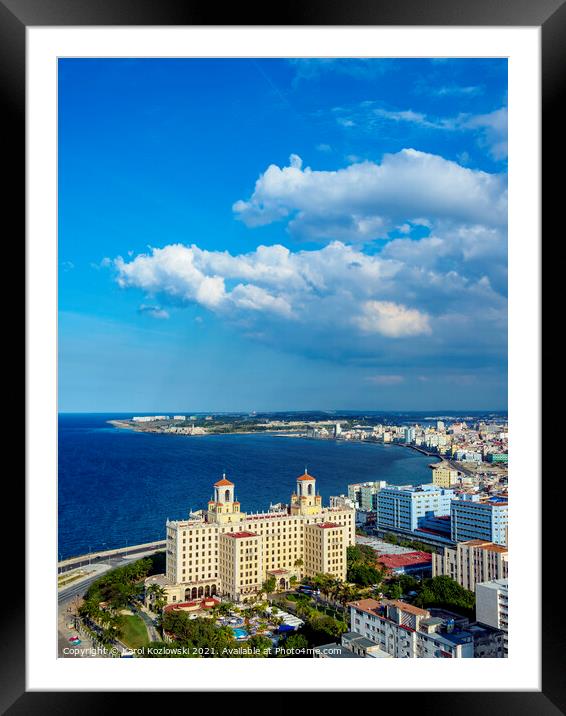 View over Vedado towards Hotel Nacional and El Malecon, Havana, Cuba Framed Mounted Print by Karol Kozlowski