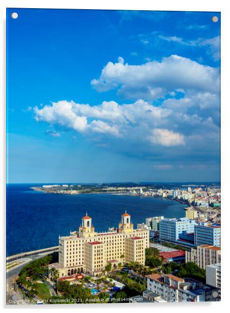 View over Vedado towards Hotel Nacional and El Malecon, Havana, Cuba Acrylic by Karol Kozlowski