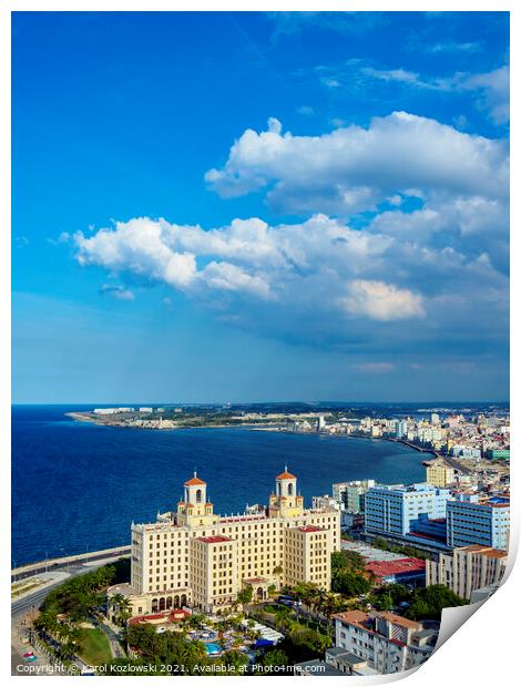 View over Vedado towards Hotel Nacional and El Malecon, Havana, Cuba Print by Karol Kozlowski