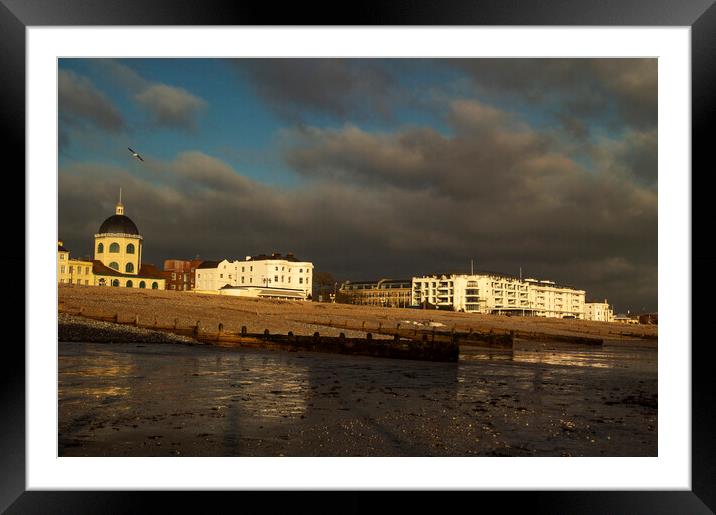 Worthing Sundown Sussex Framed Mounted Print by Clive Eariss