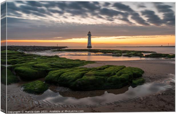 New Brighton Lighthouse Canvas Print by Marcia Reay
