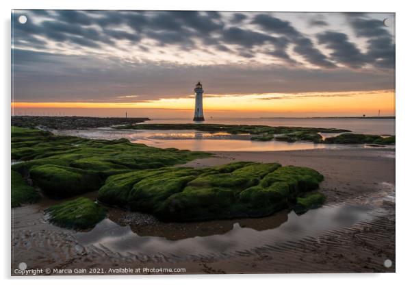 New Brighton Lighthouse Acrylic by Marcia Reay