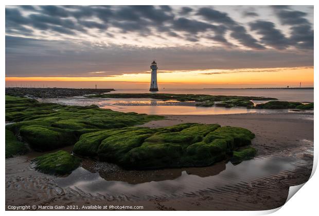 New Brighton Lighthouse Print by Marcia Reay