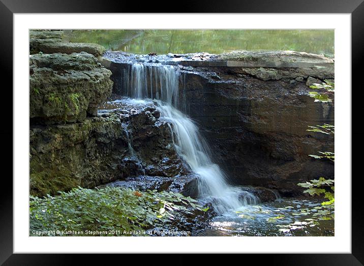 A Peaceful Waterfall Framed Mounted Print by Kathleen Stephens