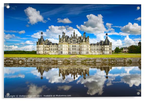 Chateau de Chambord and Reflections. Loire Acrylic by Stefano Orazzini