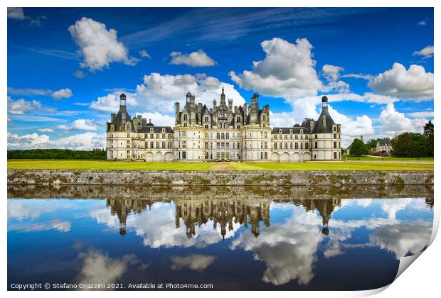 Chateau de Chambord and Reflections. Loire Print by Stefano Orazzini