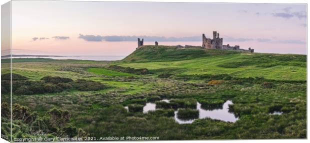 Dunstanburgh Castle Panorama Canvas Print by Gary Clarricoates