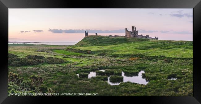 Dunstanburgh Castle Panorama Framed Print by Gary Clarricoates