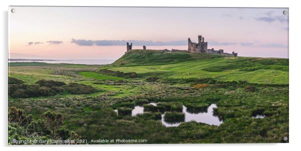 Dunstanburgh Castle Panorama Acrylic by Gary Clarricoates