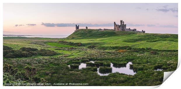 Dunstanburgh Castle Panorama Print by Gary Clarricoates