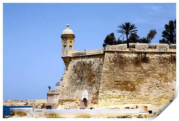 Watchtower, Malta. Print by john hill
