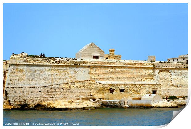 Fort Ricasoli, Grand Harbour, Malta. Print by john hill
