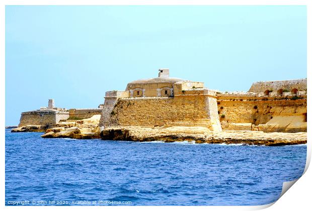 Fort Ricasoli, Grand Harbour, Malta. Print by john hill