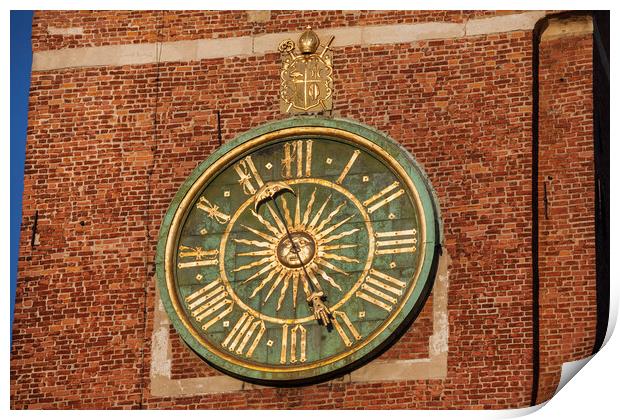 Clock at Wawel Cathedral Bell Tower Print by Artur Bogacki