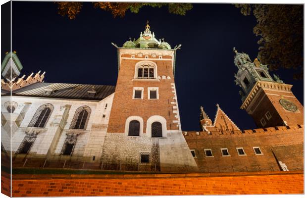 Wawel Cathedral At Night In Krakow Canvas Print by Artur Bogacki