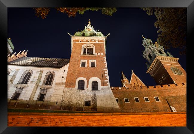 Wawel Cathedral At Night In Krakow Framed Print by Artur Bogacki