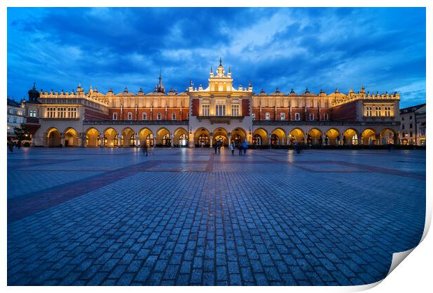 Cloth Hall in Old Town of Krakow at Dusk Print by Artur Bogacki