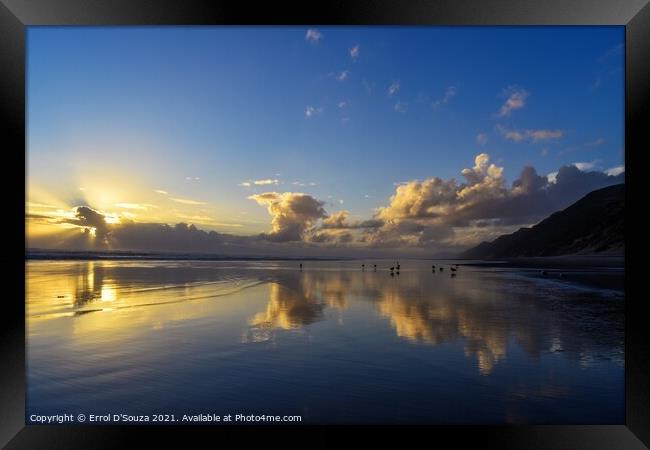 Sunset reflections on Baylys Beach Framed Print by Errol D'Souza