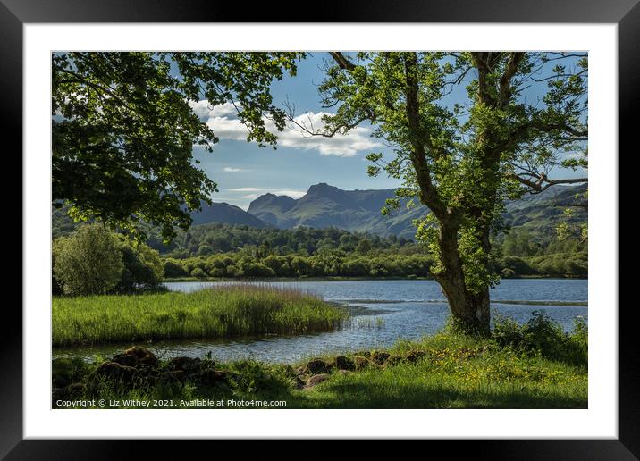 Elterwater and the Langdale Pikes Framed Mounted Print by Liz Withey