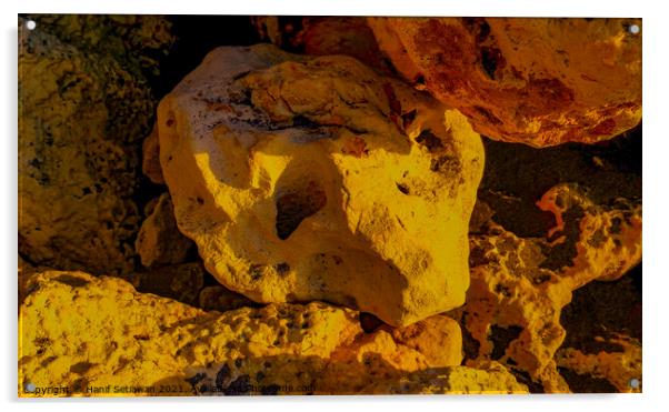 Heap of yellow rocks Acrylic by Hanif Setiawan