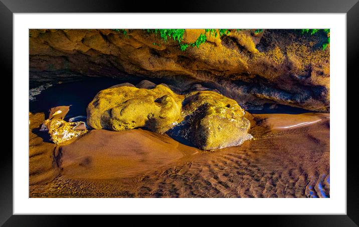 Frog stone sculpture art by natural water erosion Framed Mounted Print by Hanif Setiawan