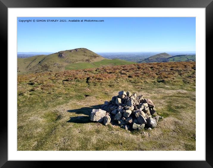 Caer Caradoc and The Lawley in spring sunshine Framed Mounted Print by SIMON STAPLEY