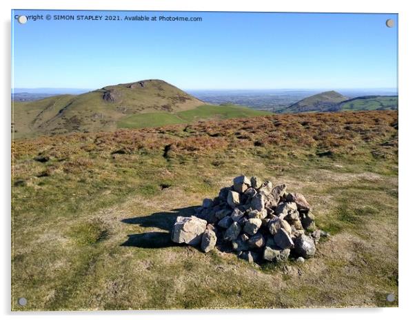 Caer Caradoc and The Lawley in spring sunshine Acrylic by SIMON STAPLEY