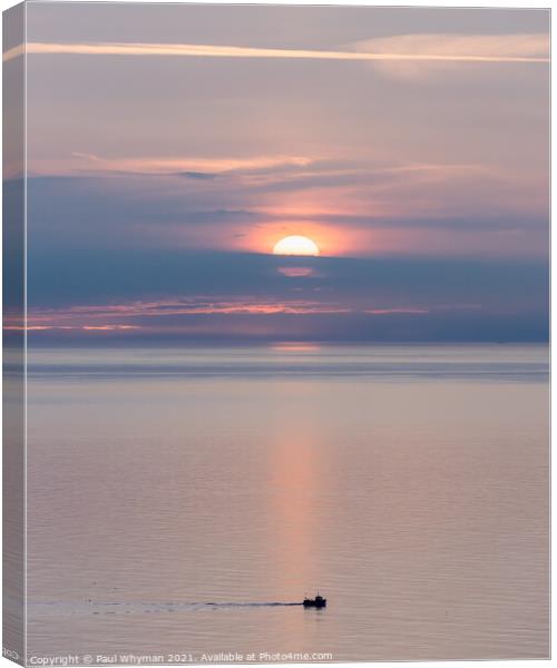 Sunrise over the sea at Filey Canvas Print by Paul Whyman
