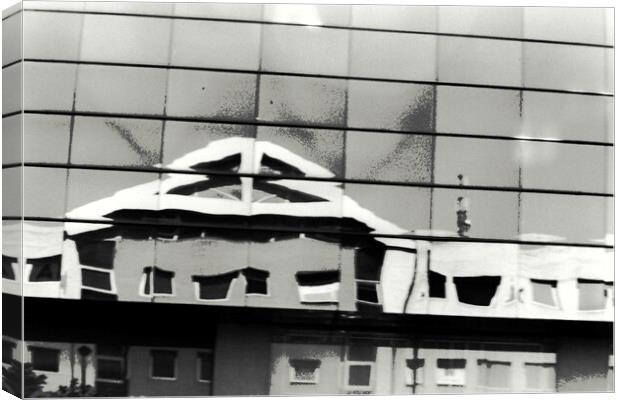 Lomography - reflection and modern architecture Canvas Print by Jose Manuel Espigares Garc