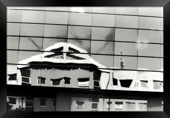 Lomography - reflection and modern architecture Framed Print by Jose Manuel Espigares Garc