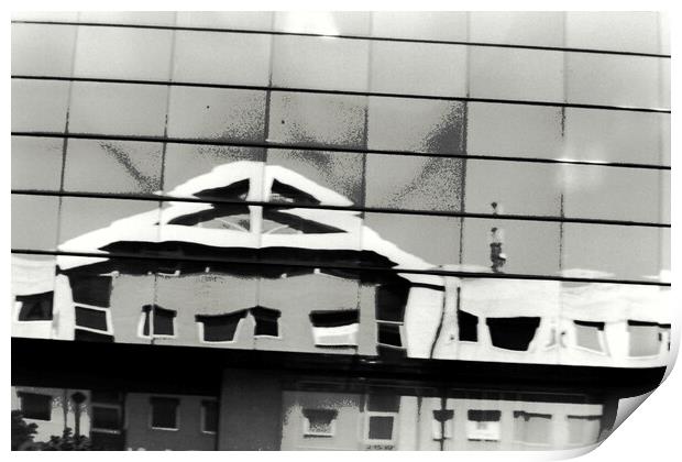Lomography - reflection and modern architecture Print by Jose Manuel Espigares Garc