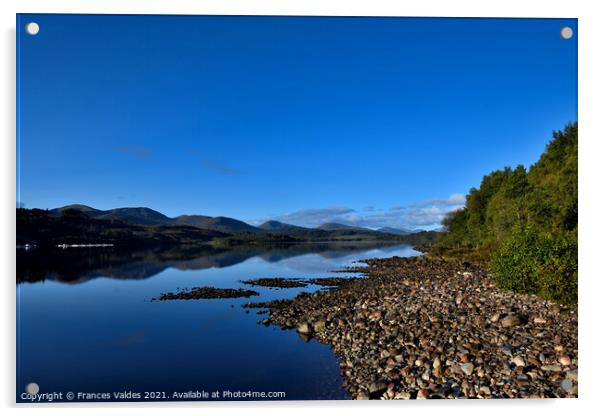 Blue reflections Loch Garry Scotland Acrylic by Frances Valdes