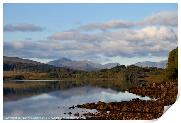 Reflections Loch Garry Scotland Print by Frances Valdes