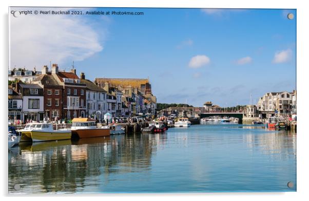 Weymouth Harbour Dorset Acrylic by Pearl Bucknall