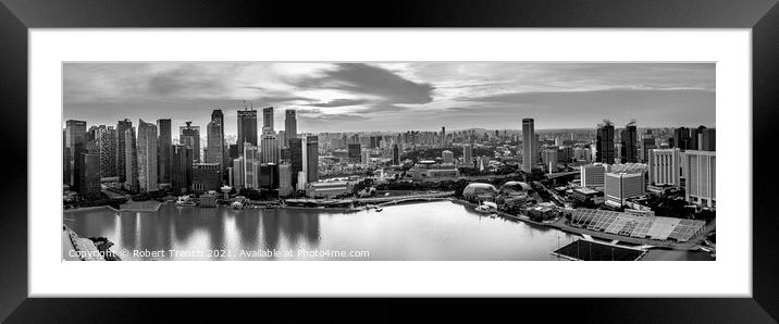 Singapore Black & White Skyline Framed Mounted Print by Robert Trench