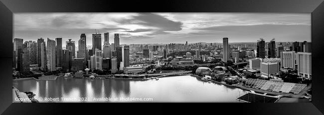 Singapore Black & White Skyline Framed Print by Robert Trench