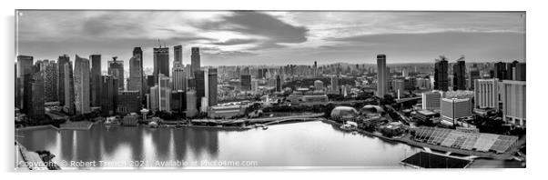 Singapore Black & White Skyline Acrylic by Robert Trench