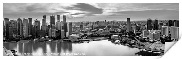 Singapore Black & White Skyline Print by Robert Trench