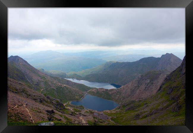 Lakes view from Mount Snowdon Framed Print by Hazel Wright
